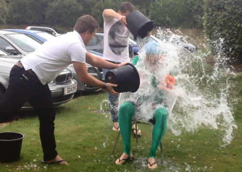 Ice Bucket Challenge - Matt Randall having water thrown over him