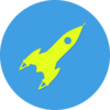 Yellow rocket icon on blue background