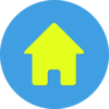 Yellow House icon on blue background 
