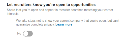 Open to opportunities toggle on LinkedIn