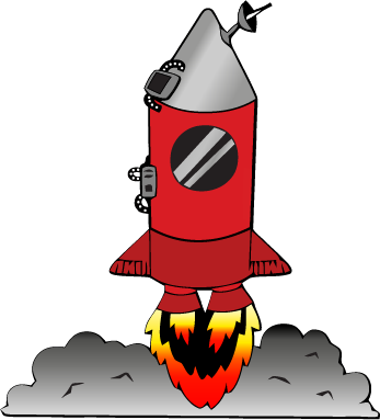 Illustration of a red rocket about to take off